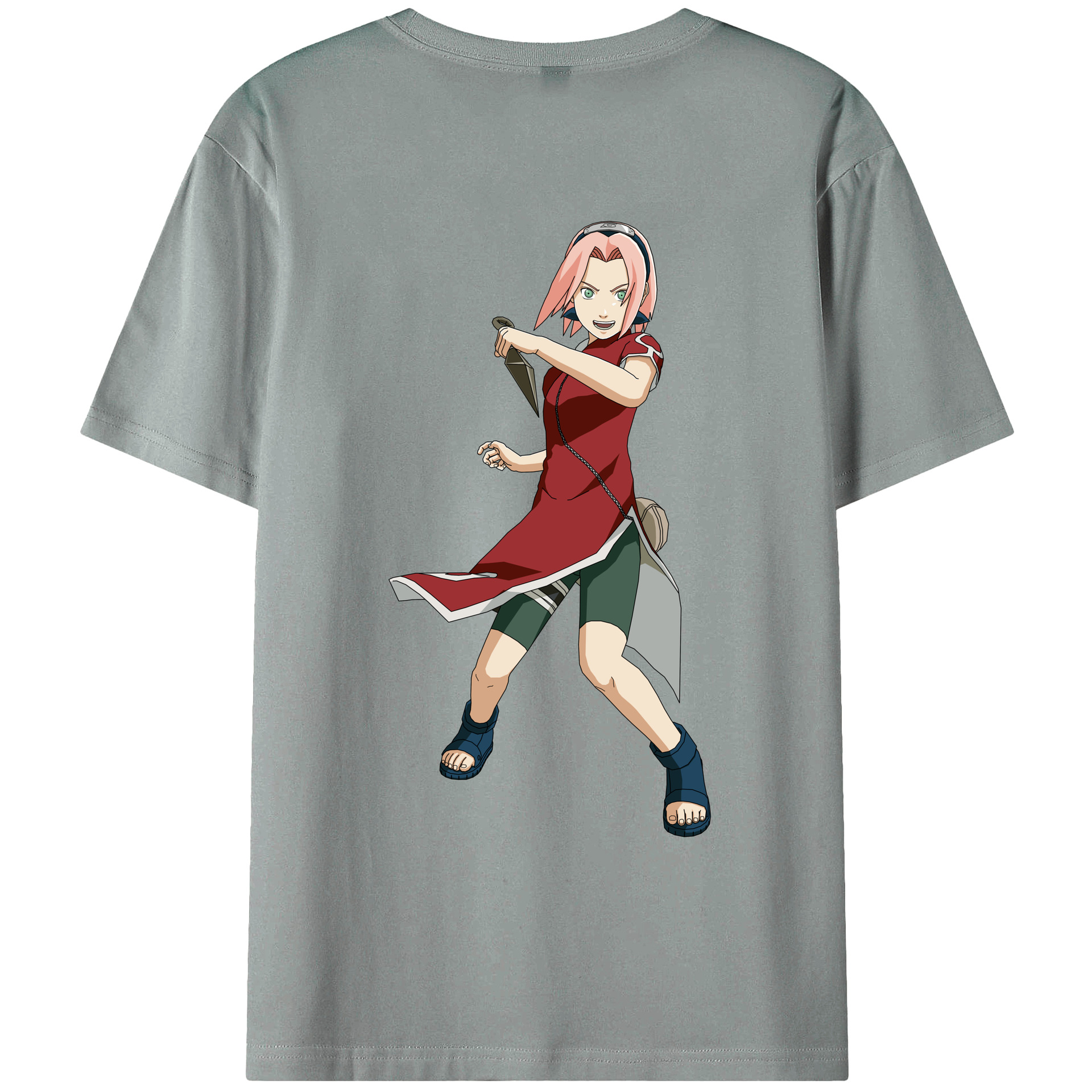 （画像用） NARUTO -ナルト- 春野サクラ Haruno Sakura 綿100％ メンズ半袖Tシャツ（バックプリント） 通気性